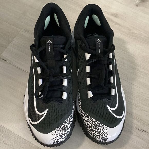 NEW-Nike-Alpha Huarache Elite 4 FastpitchTurf Shoes Black & White-womens Size 11 - Picture 6 of 16